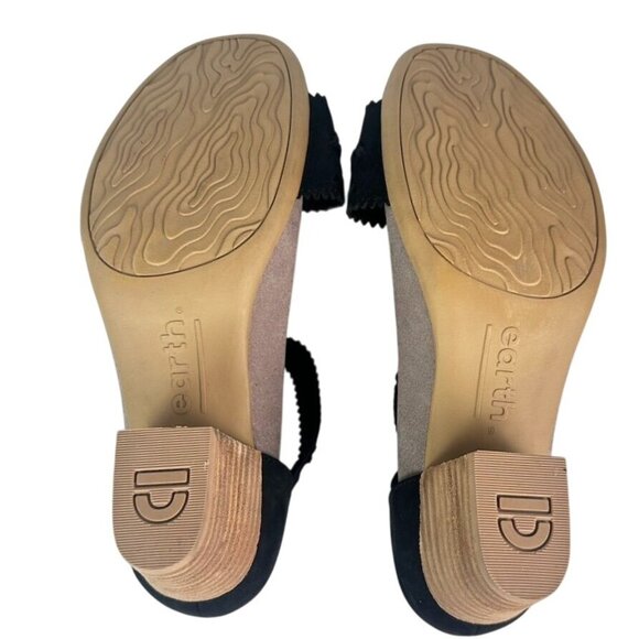 Earth Ivy Seneca Black Leather Ankle Strappy Sandals Womens 9M Block Heel - Picture 4 of 7